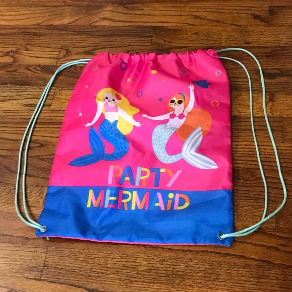 Party Mermaid Draw String Backpack Bag Tote Sack Carryall Toddlers Little Girls - Picture 12 of 16
